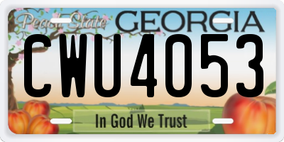 GA license plate CWU4053