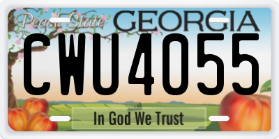 GA license plate CWU4055