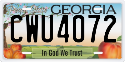 GA license plate CWU4072