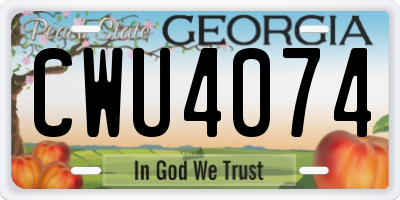 GA license plate CWU4074