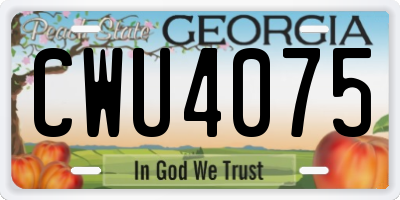 GA license plate CWU4075