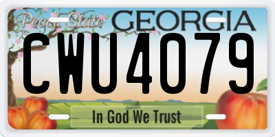 GA license plate CWU4079