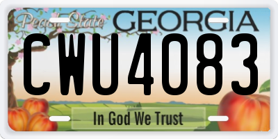 GA license plate CWU4083