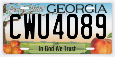 GA license plate CWU4089