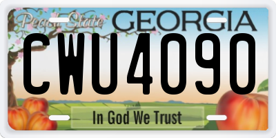 GA license plate CWU4090