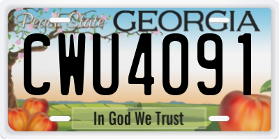 GA license plate CWU4091