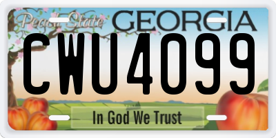 GA license plate CWU4099