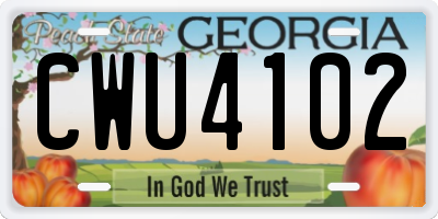 GA license plate CWU4102
