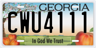 GA license plate CWU4111