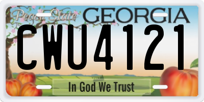 GA license plate CWU4121