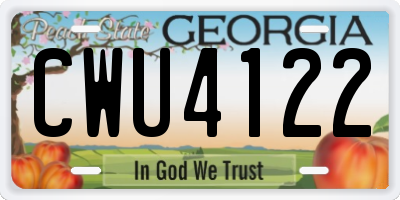 GA license plate CWU4122