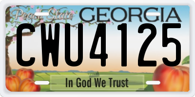 GA license plate CWU4125