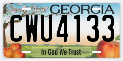 GA license plate CWU4133
