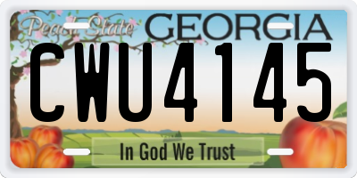 GA license plate CWU4145