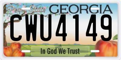 GA license plate CWU4149