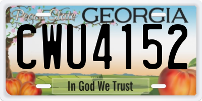 GA license plate CWU4152