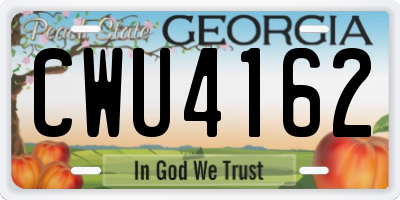GA license plate CWU4162