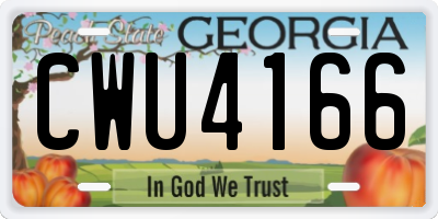 GA license plate CWU4166