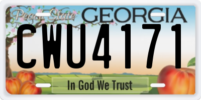 GA license plate CWU4171