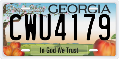 GA license plate CWU4179