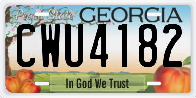 GA license plate CWU4182