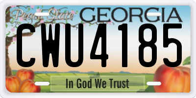 GA license plate CWU4185
