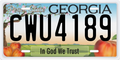 GA license plate CWU4189