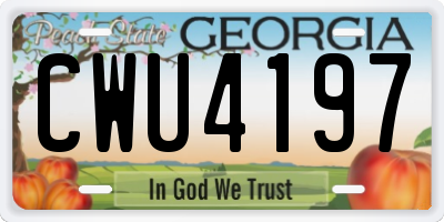 GA license plate CWU4197