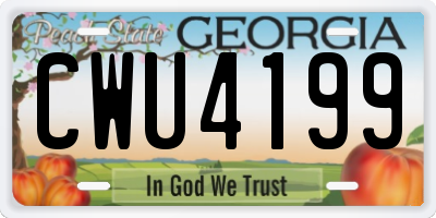 GA license plate CWU4199