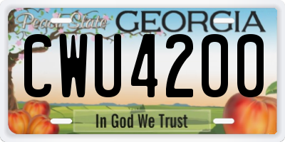 GA license plate CWU4200