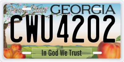 GA license plate CWU4202