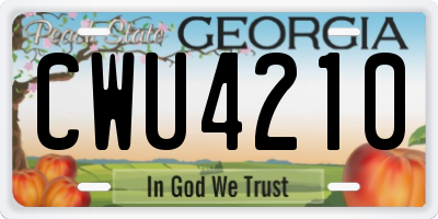 GA license plate CWU4210