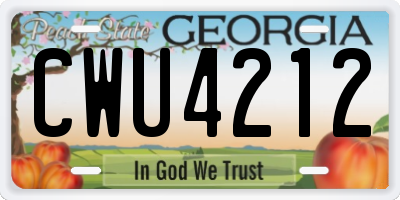 GA license plate CWU4212