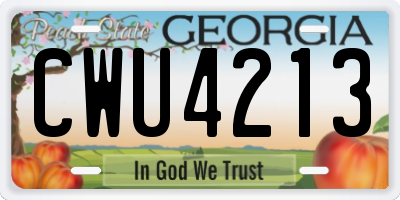 GA license plate CWU4213