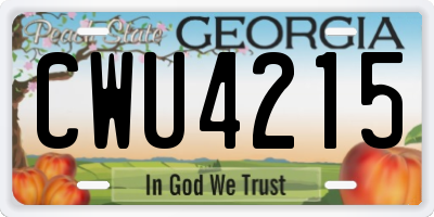 GA license plate CWU4215