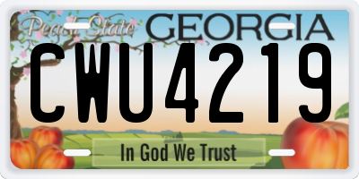 GA license plate CWU4219