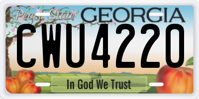 GA license plate CWU4220