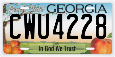 GA license plate CWU4228