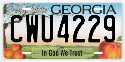 GA license plate CWU4229