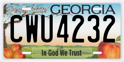 GA license plate CWU4232