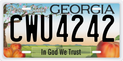 GA license plate CWU4242