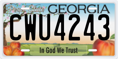 GA license plate CWU4243