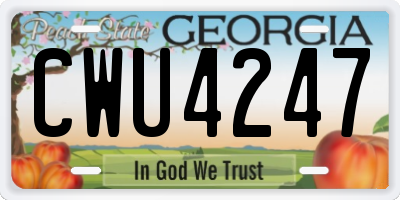 GA license plate CWU4247