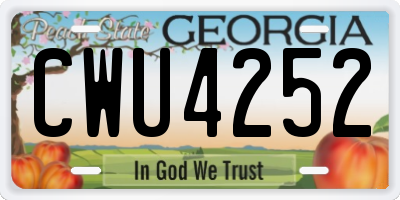 GA license plate CWU4252