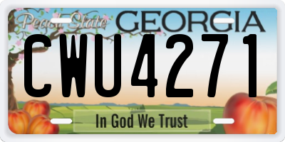 GA license plate CWU4271