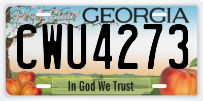 GA license plate CWU4273