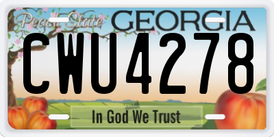 GA license plate CWU4278