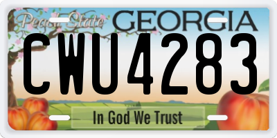 GA license plate CWU4283