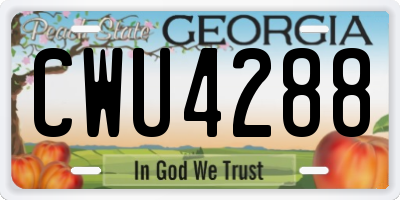 GA license plate CWU4288