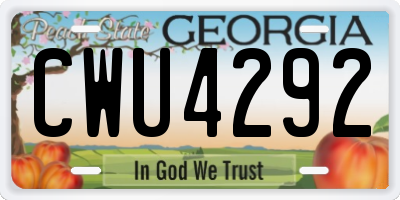 GA license plate CWU4292